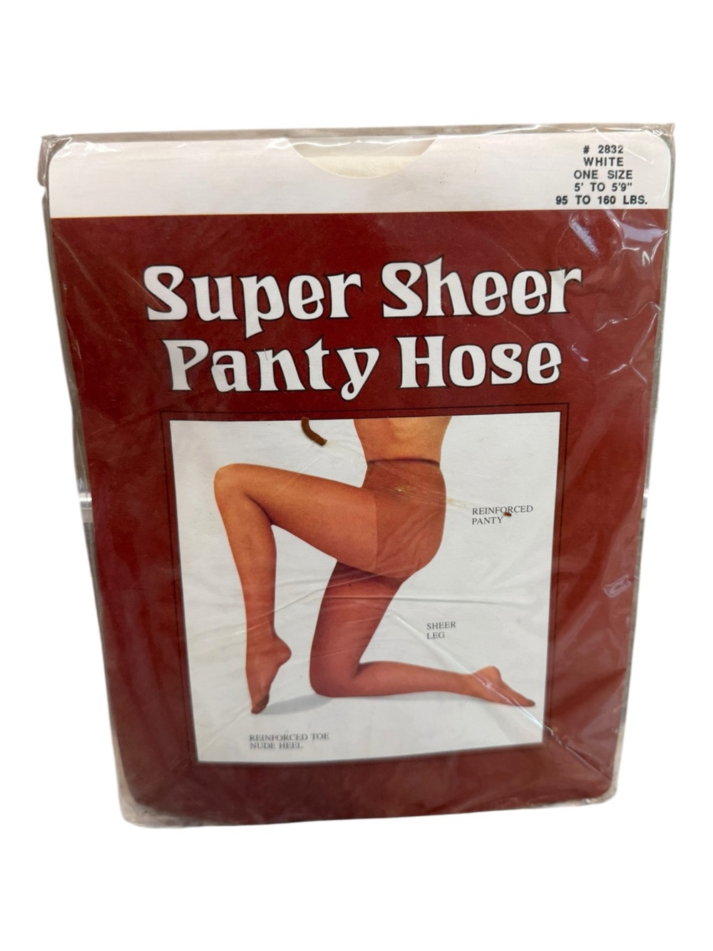 Vintage RHI Super Sheer Pantyhose 100% Nylon One Size White Reinforced Toe